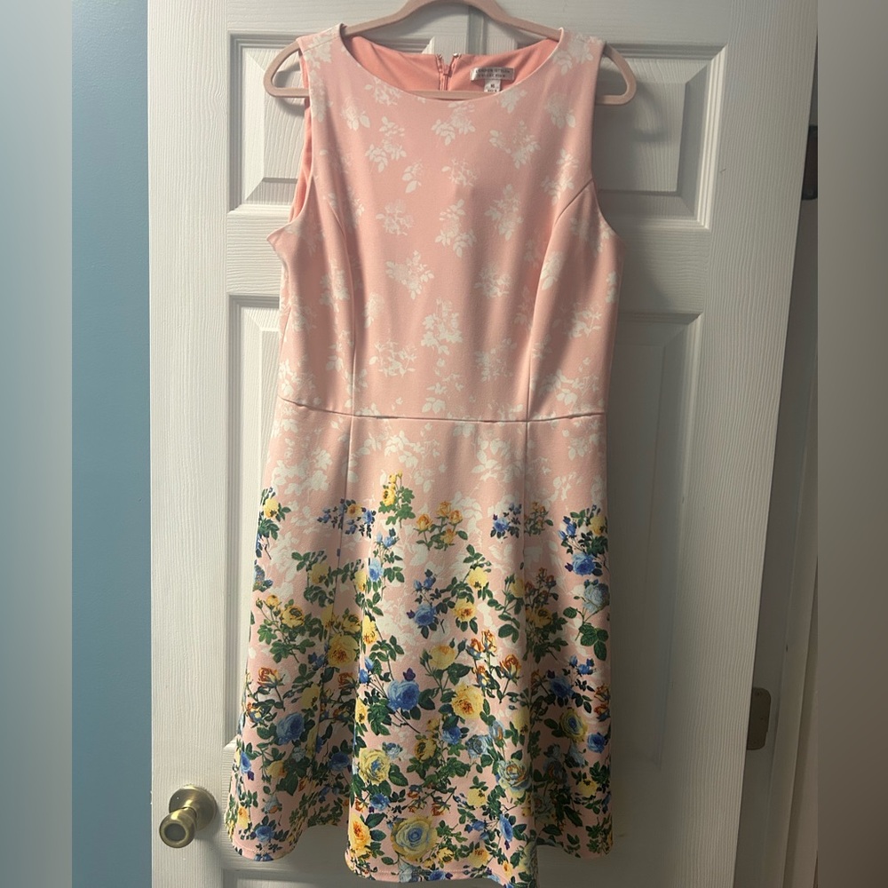 London Style Collection Dress Size 16 Pink Floral Sleeveless